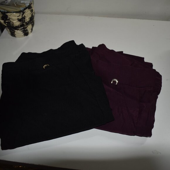 2 pairs of Rafaella Sateen Pants - Sz 18 - Black & Burgandy - Picture 3 of 10